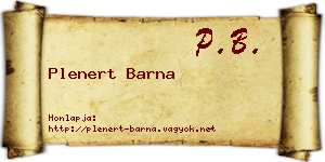 Plenert Barna névjegykártya